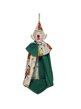 Vintage Clown Diaper Bag Embroidered Face Colorful Nursery Rhyme Print AS IS